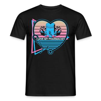 I love my pharmacist pharmacy retro - Men's T-Shirt - black - Front - AI Model Male 178 light (178cm)