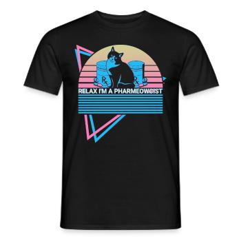 Apothekerin Apotheke Katze Retro - Männer T-Shirt - Schwarz - Vorne - AI Model Male 178 light (178cm)