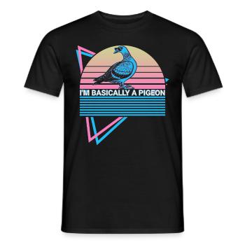 I'm basically a pigeon retro - Men's T-Shirt - black - Front - AI Model Male 178 light (178cm)