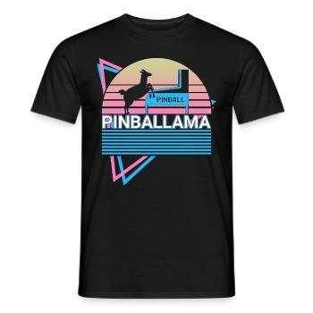 Flipper Llama Pinball Machine Rétro - T-shirt homme - noir - Devant - AI Model Male 178 light (178cm)