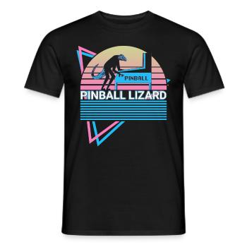 Pinball lézard flipper rétro - T-shirt homme - noir - Devant - AI Model Male 178 light (178cm)