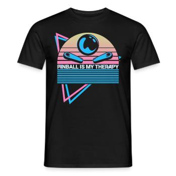 Pinball est mon flipper de thérapie - T-shirt homme - noir - Devant - AI Model Male 178 light (178cm)