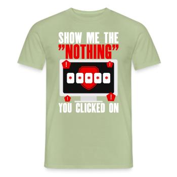 Cybersécurité, Piratage, Informatique - T-shirt homme - vert sauge - Devant - AI Model Male 178 light (178cm)