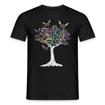 Weirdcore Aesthetic Tree Flying Eyes - Men's T-Shirt - black - Front - AI Model Male 178 light (178cm)