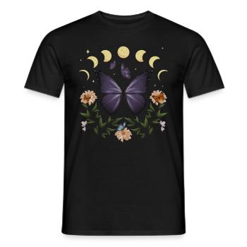 Cottagecore Monarch Butterfly Flowers Moon Phase - Men's T-Shirt - black - Front - AI Model Male 178 light (178cm)