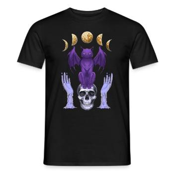 Pastell Goth Katze Totenkopf Kerzen Mondphasen - Männer T-Shirt - Schwarz - Vorne - AI Model Male 178 light (178cm)