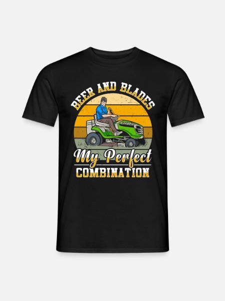 Rasenmähen Rasenmäher Gärtner Gartenarbeit - Männer T-Shirt - Schwarz