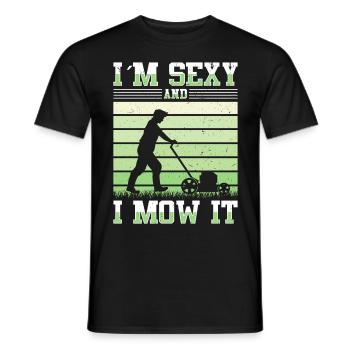 Lawn mowing Lawn mowers Gardeners Horticulture - Men's T-Shirt - black - Front - AI Model Male 178 light (178cm)