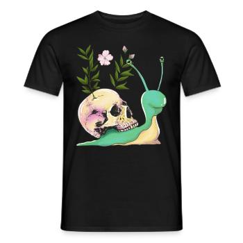 Dark Cottagecore Aesthetic Kawaii Snails - Men's T-Shirt - black - Front - AI Model Male 178 light (178cm)