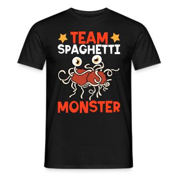 Flying Spaghetti Monster Pastafarian - Men's T-Shirt - black - Front - AI Model Male 178 light (178cm)