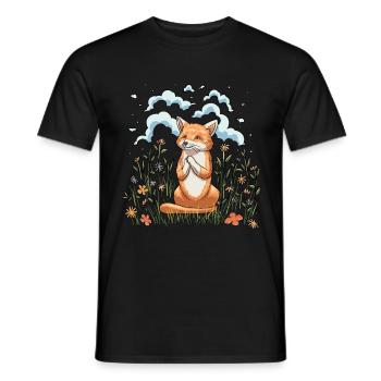 Fox Lover Cottagecore Esthétique Fleur Animal - T-shirt homme - noir - Devant - AI Model Male 178 light (178cm)