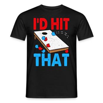 Drôle de trou de maïs Cornhole - T-shirt homme - noir - Devant - AI Model Male 178 light (178cm)
