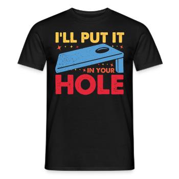 Funny Cornhole Corn Hole - Men's T-Shirt - black - Front - AI Model Male 178 light (178cm)