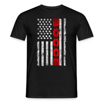 Bocce Ball Player USA Flag Patriotic - Men's T-Shirt - black - Front - AI Model Male 178 light (178cm)