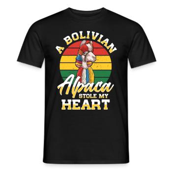 Bolivien Flagge Bolivianische Alpaka-liebhaber - Männer T-Shirt - Schwarz - Vorne - AI Model Male 178 light (178cm)