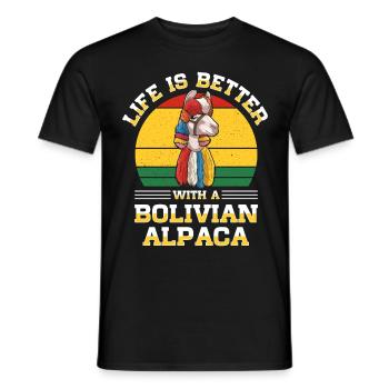 Bolivia flag Bolivian alpaca lovers - Men's T-Shirt - black - Front - AI Model Male 178 light (178cm)