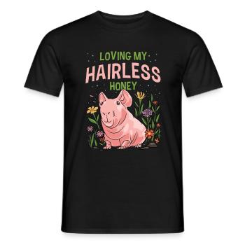 Cochon d’Inde sans poils Cochon maigre - T-shirt homme - noir - Devant - AI Model Male 178 light (178cm)