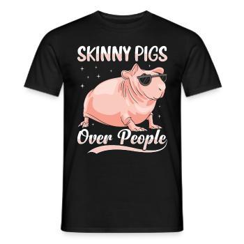 Cochon d’Inde sans poils Cochon maigre - T-shirt homme - noir - Devant - AI Model Male 178 light (178cm)