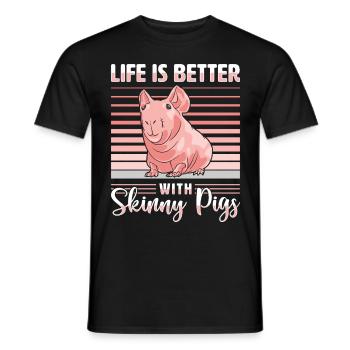 Cochon d’Inde sans poils Cochon maigre - T-shirt homme - noir - Devant - AI Model Male 178 light (178cm)