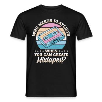 Vintage Music Lover Retro Cassette Tape 80s - Men's T-Shirt - black - Front - AI Model Male 178 light (178cm)