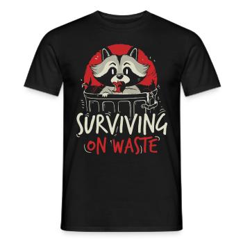 Raccoon lover garbage collecting garbage containers - Men's T-Shirt - black - Front - AI Model Male 178 light (178cm)