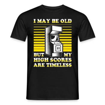 Video Players Retro Gamer Gaming Classic 80s - Men's T-Shirt - black - Front - AI Model Male 178 light (178cm)