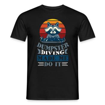 raton laveur amant des ordures collecte des ordures Conteneur à ordures - T-shirt homme - noir - Devant - AI Model Male 178 light (178cm)