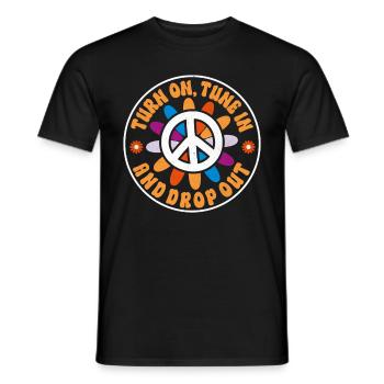Hippie Zitat Groovy Frieden - Männer T-Shirt - Schwarz - Vorne - AI Model Male 178 light (178cm)