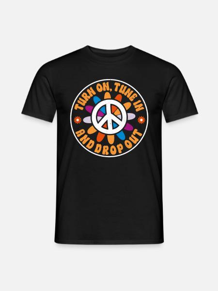 Hippie Quote Groovy Peace - Men's T-Shirt - black