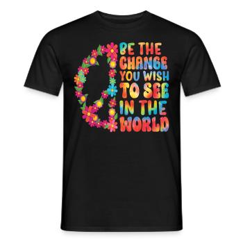 Hippie Floral Rétro Paix Gentillesse - T-shirt homme - noir - Devant - AI Model Male 178 light (178cm)