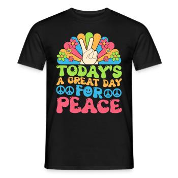 Hippie Frieden Freundlichkeit - Männer T-Shirt - Schwarz - Vorne - AI Model Male 178 light (178cm)