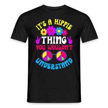 Lustiger Hippie Frieden Freundlichkeit - Männer T-Shirt - Schwarz - Vorne - AI Model Male 178 light (178cm)