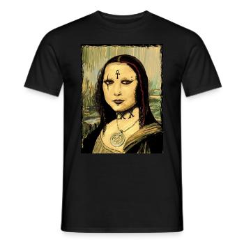 Gothic Goth Mona Lisa - Men's T-Shirt - black - Front - AI Model Male 178 light (178cm)
