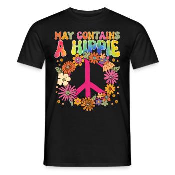 Lustige Hippie Frieden Freundlichkeit Groovy - Männer T-Shirt - Schwarz - Vorne - AI Model Male 178 light (178cm)