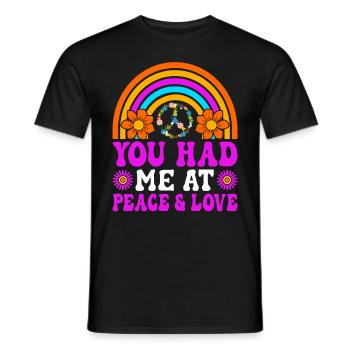 Lustige Hippie Frieden Freundlichkeit Groovy - Männer T-Shirt - Schwarz - Vorne - AI Model Male 178 light (178cm)