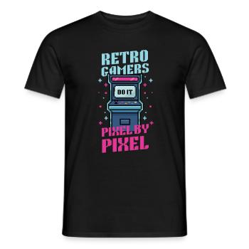 Video Players Retro Gamer Gaming Classic 80s - Men's T-Shirt - black - Front - AI Model Male 178 light (178cm)