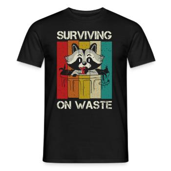 Raccoon lover garbage collecting garbage containers - Men's T-Shirt - black - Front - AI Model Male 178 light (178cm)