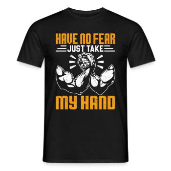 Arm wrestling arm wrestler - Men's T-Shirt - black - Front - AI Model Male 178 light (178cm)