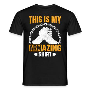 Arm wrestling arm wrestler - Men's T-Shirt - black - Front - AI Model Male 178 light (178cm)
