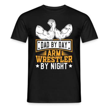 Armdrücken - Männer T-Shirt - Schwarz - Vorne - AI Model Male 178 light (178cm)