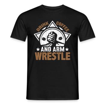 Arm wrestling arm wrestler - Men's T-Shirt - black - Front - AI Model Male 178 light (178cm)