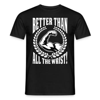 Arm wrestling arm wrestler - Men's T-Shirt - black - Front - AI Model Male 178 light (178cm)