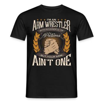 Armdrücken - Männer T-Shirt - Schwarz - Vorne - AI Model Male 178 light (178cm)