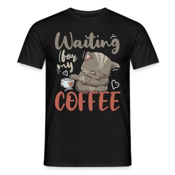 Buveur de caféine Amateur de café Petit déjeuner Kitty - T-shirt homme - noir - Devant - AI Model Male 178 light (178cm)