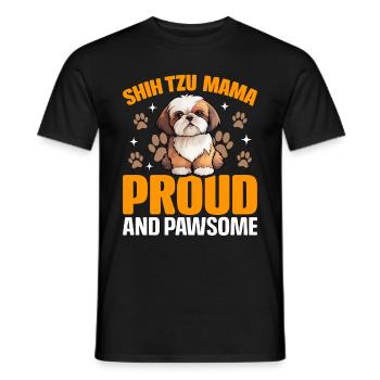 Shih Tzu mama proud and pawsome - Men's T-Shirt - black - Front - AI Model Male 178 light (178cm)