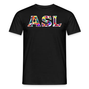 Gehörlosenstolz ASL - Männer T-Shirt - Schwarz - Vorne - AI Model Male 178 light (178cm)