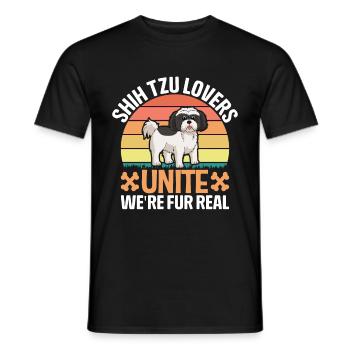 Les amoureux de Shih Tzu s’unissent, nous sommes pour de vrai - T-shirt homme - noir - Devant - AI Model Male 178 light (178cm)