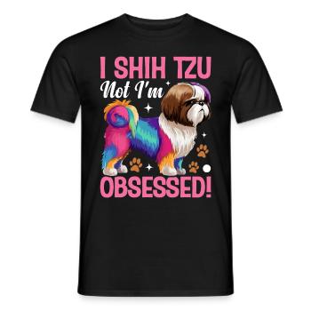 Je Shih Tzu pas je suis obsédé - T-shirt homme - noir - Devant - AI Model Male 178 light (178cm)