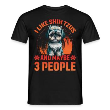 J’aime les Shih Tzus et peut-être 3 personnes - T-shirt homme - noir - Devant - AI Model Male 178 light (178cm)