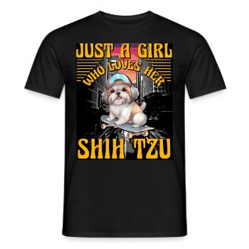 Juste une fille qui aime son Shih Tzu - T-shirt homme - noir - Devant - AI Model Male 178 light (178cm)